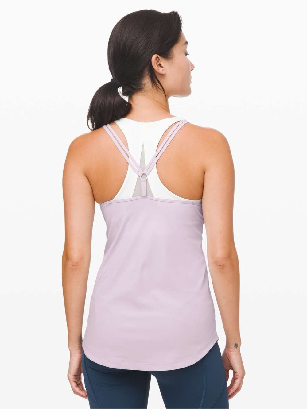 Lululemon Go For Double Tank Top High Neck Strappy Silver Lilac Lavender Size L